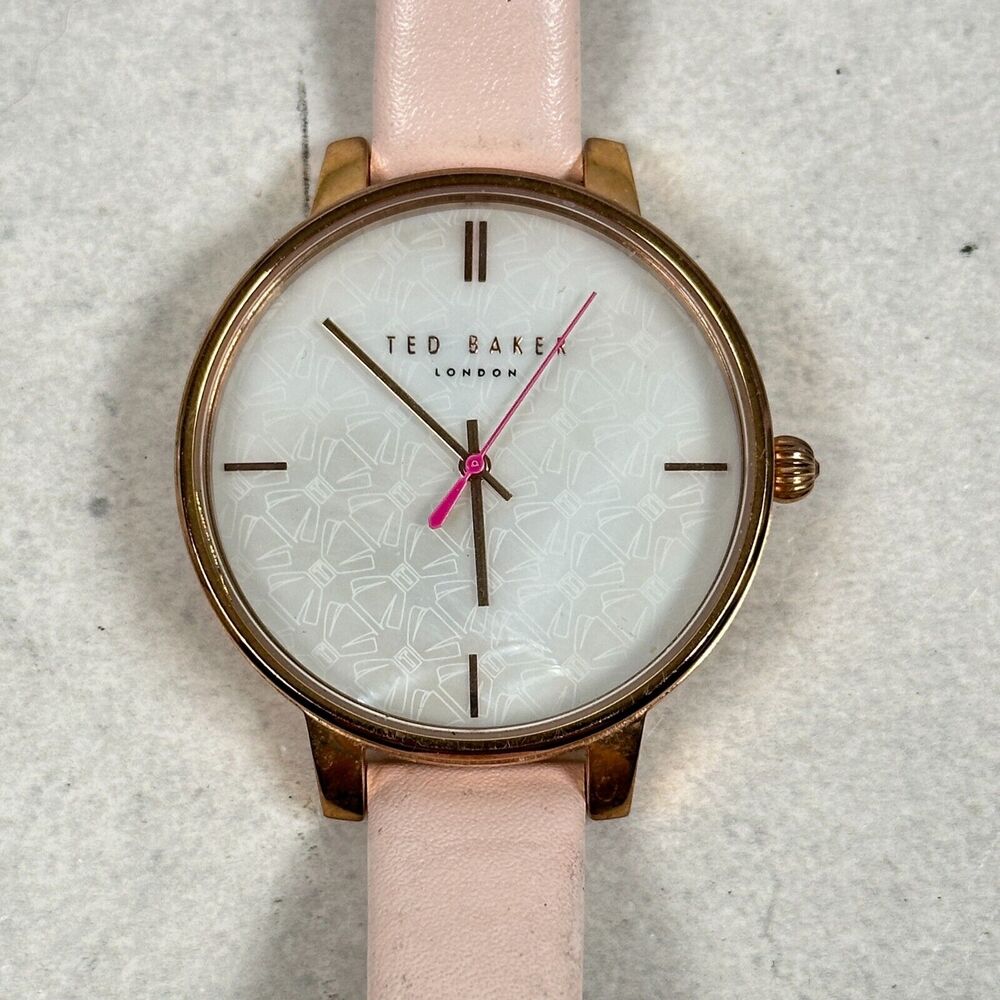 Ted Baker Watch 38mm Bow MOP Dial Kate Rose Gold Tone Pink Band New Battery